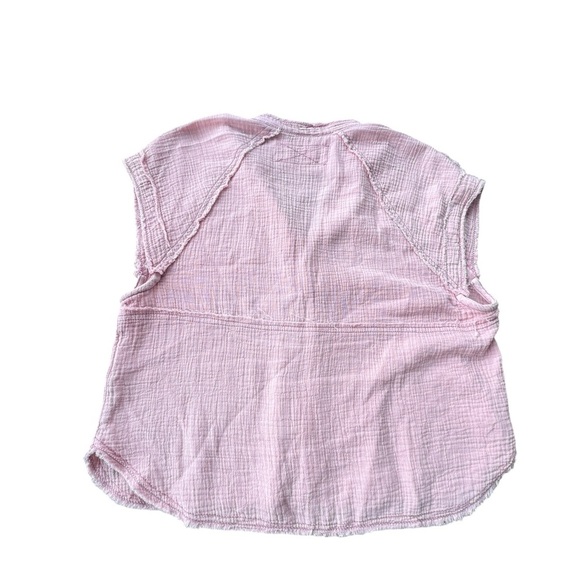 $88 Free People Women's Pink Short-Sleeve Dream Days Blouse Top Size S - Picture 6 of 8